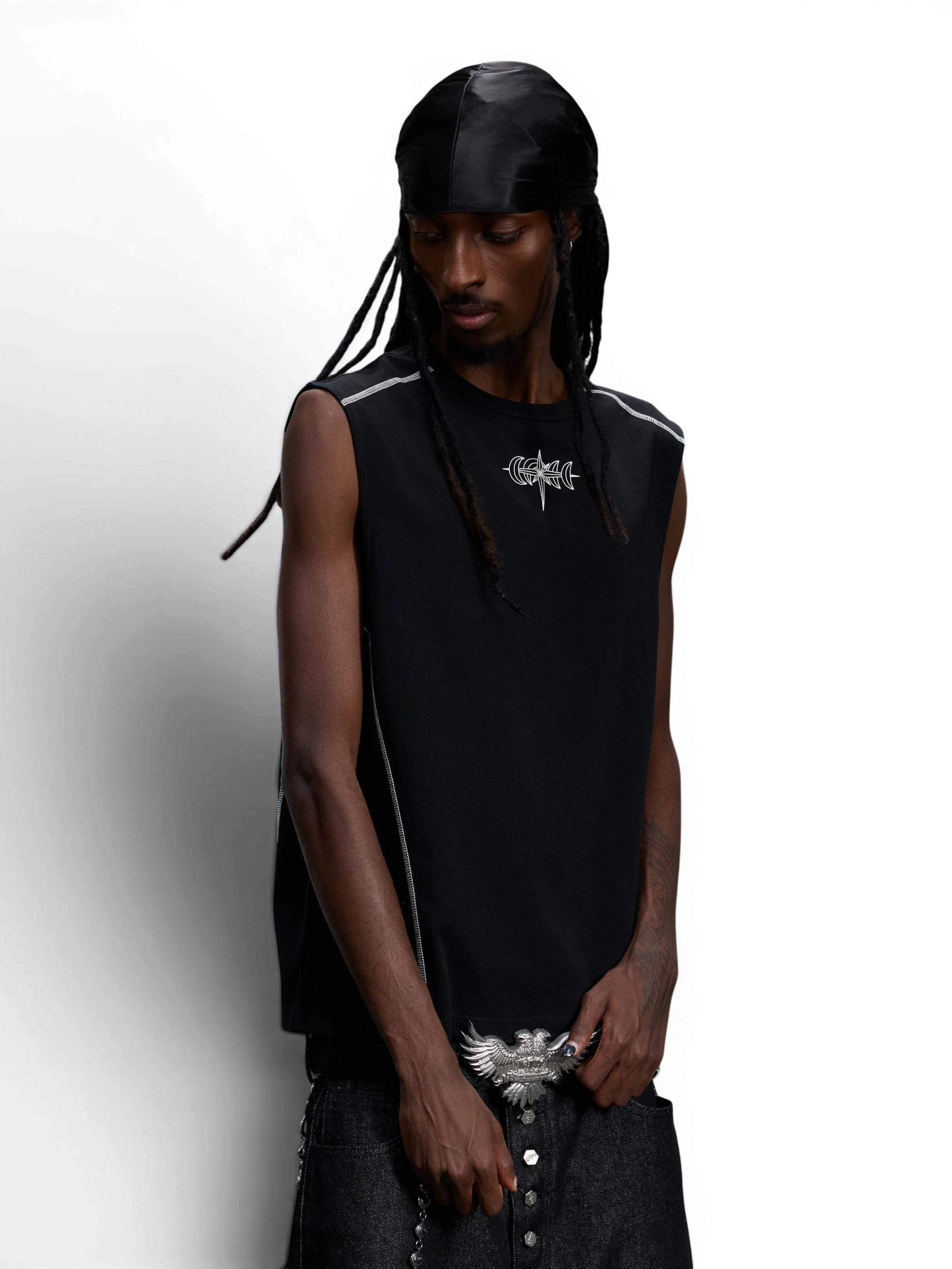 TBHNP Luminous Dawn double-headed eagle sleeveless cotton tee — men's streetwear tank top