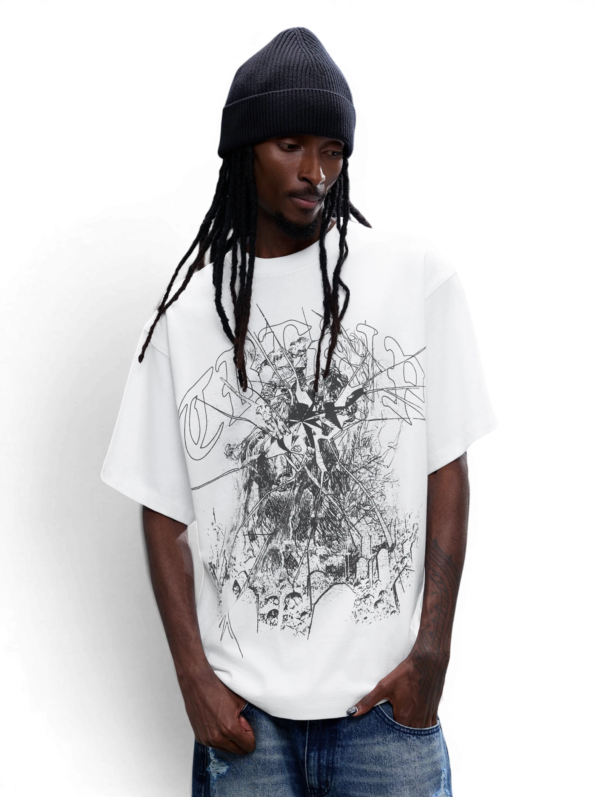TBHNP Luminous Dawn broken ruins print cotton t-shirt — men's streetwear graphic tee