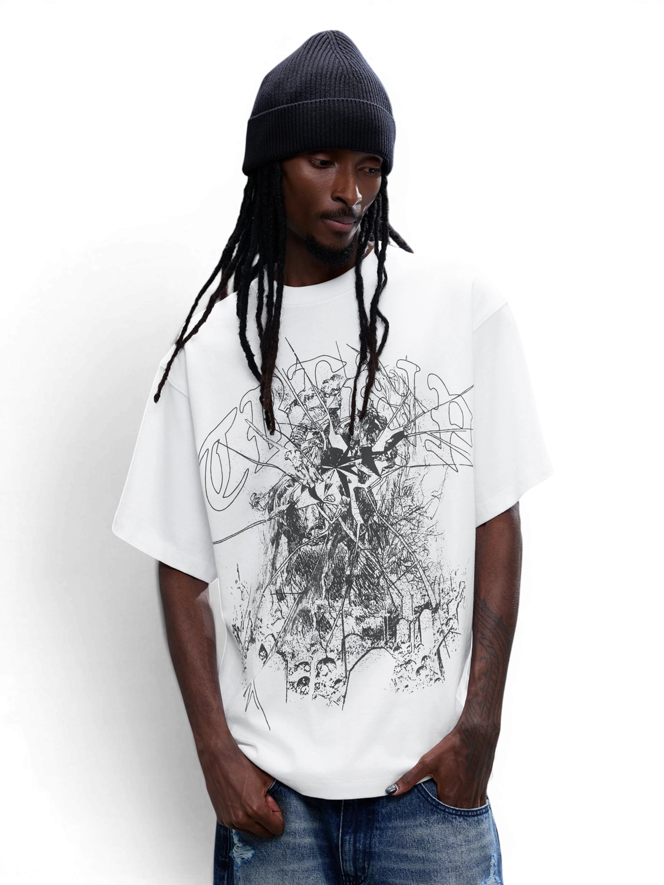 TBHNP Luminous Dawn broken ruins print cotton t-shirt — men's streetwear graphic tee