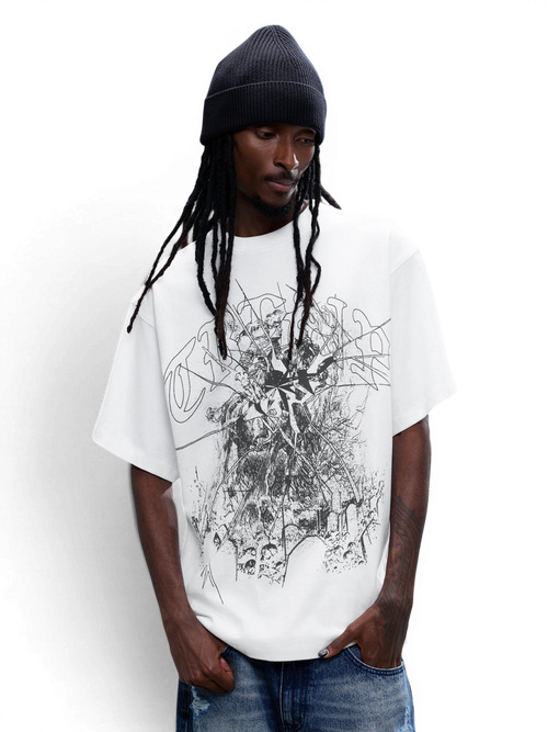TBHNP Luminous Dawn broken ruins print cotton t-shirt — men's streetwear graphic tee