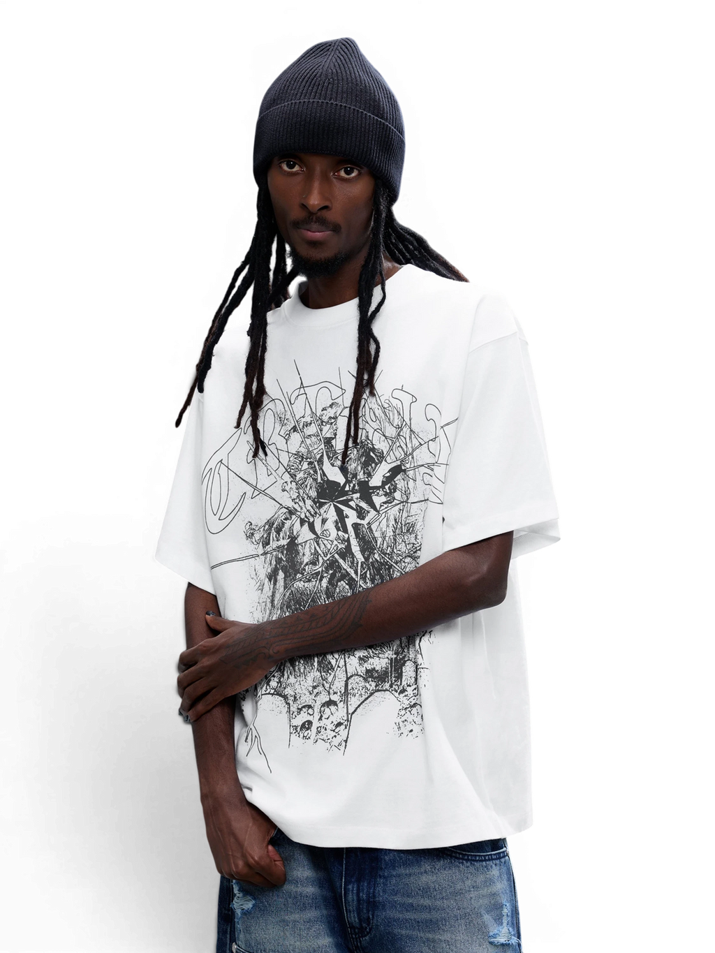 LUMINOUS DAWN BROKEN RUINS PRINT T-SHIRT