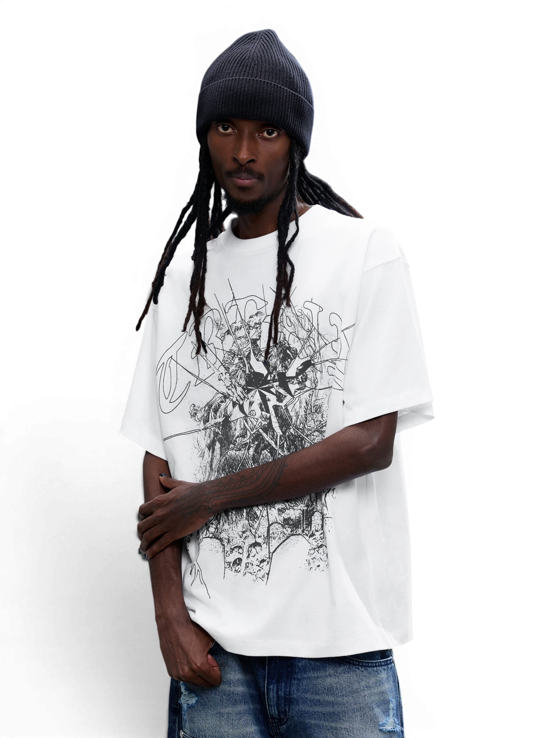 TBHNP Luminous Dawn broken ruins print cotton t-shirt — men's streetwear graphic tee