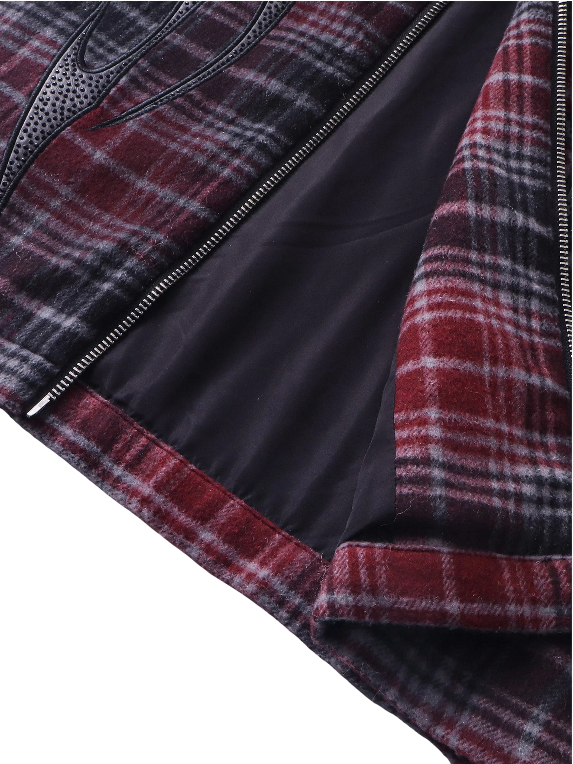 TBHNP Eclipse of the Blood Moon knight plaid zip hooded shirt — men's gothic streetwear shirt