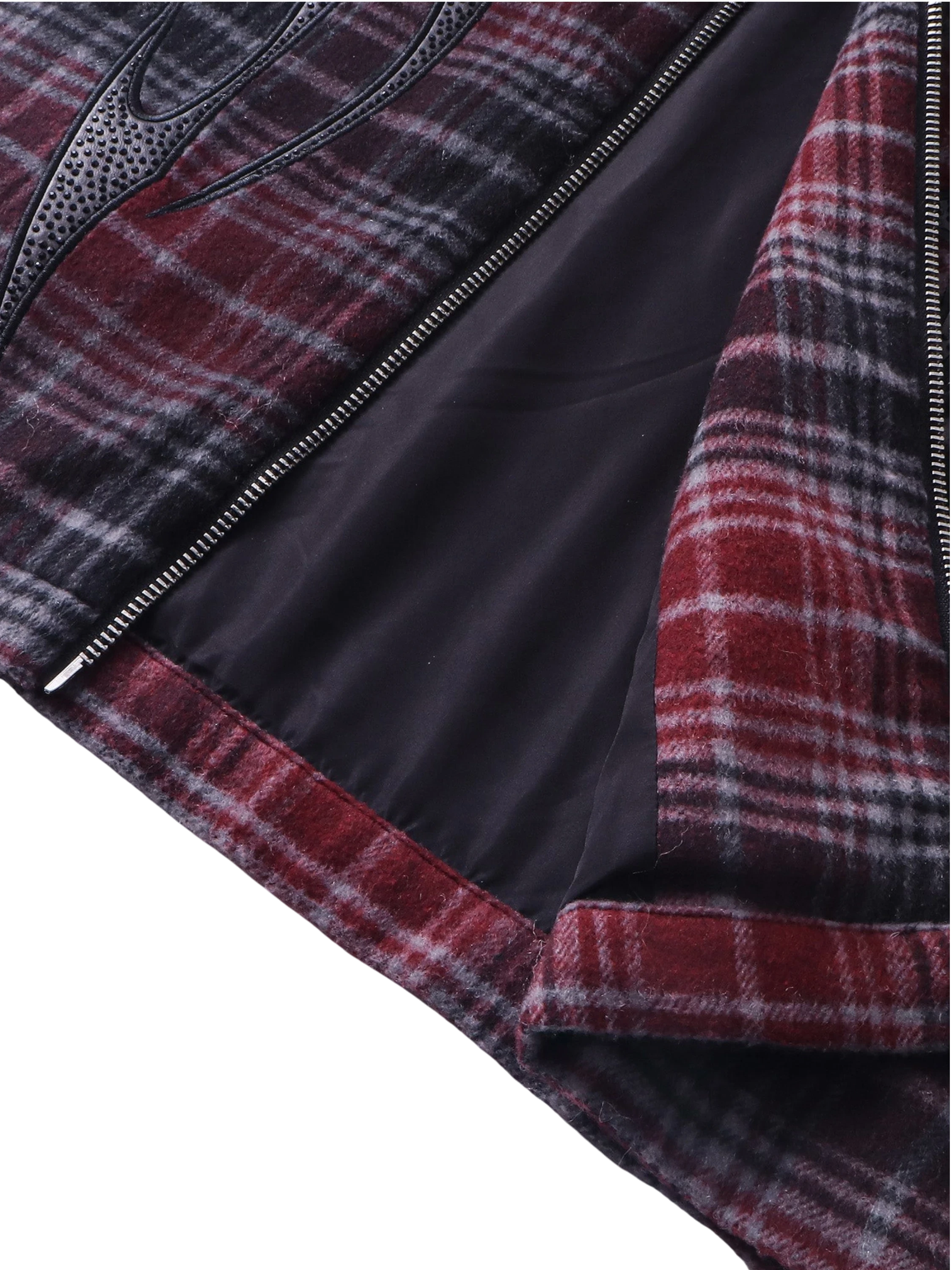 TBHNP Eclipse of the Blood Moon knight plaid zip hooded shirt — men's gothic streetwear shirt