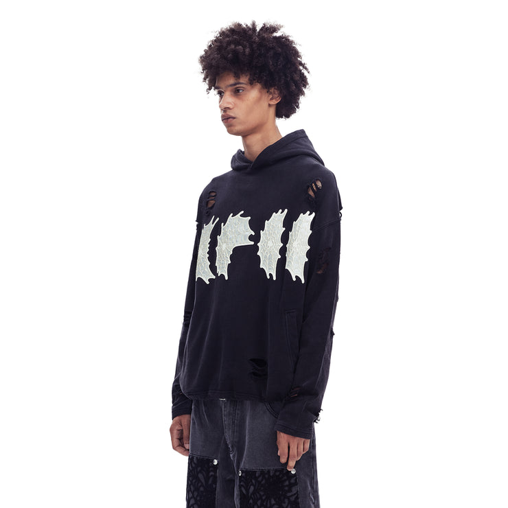 COBWEB PATCH WASHED HOODIE