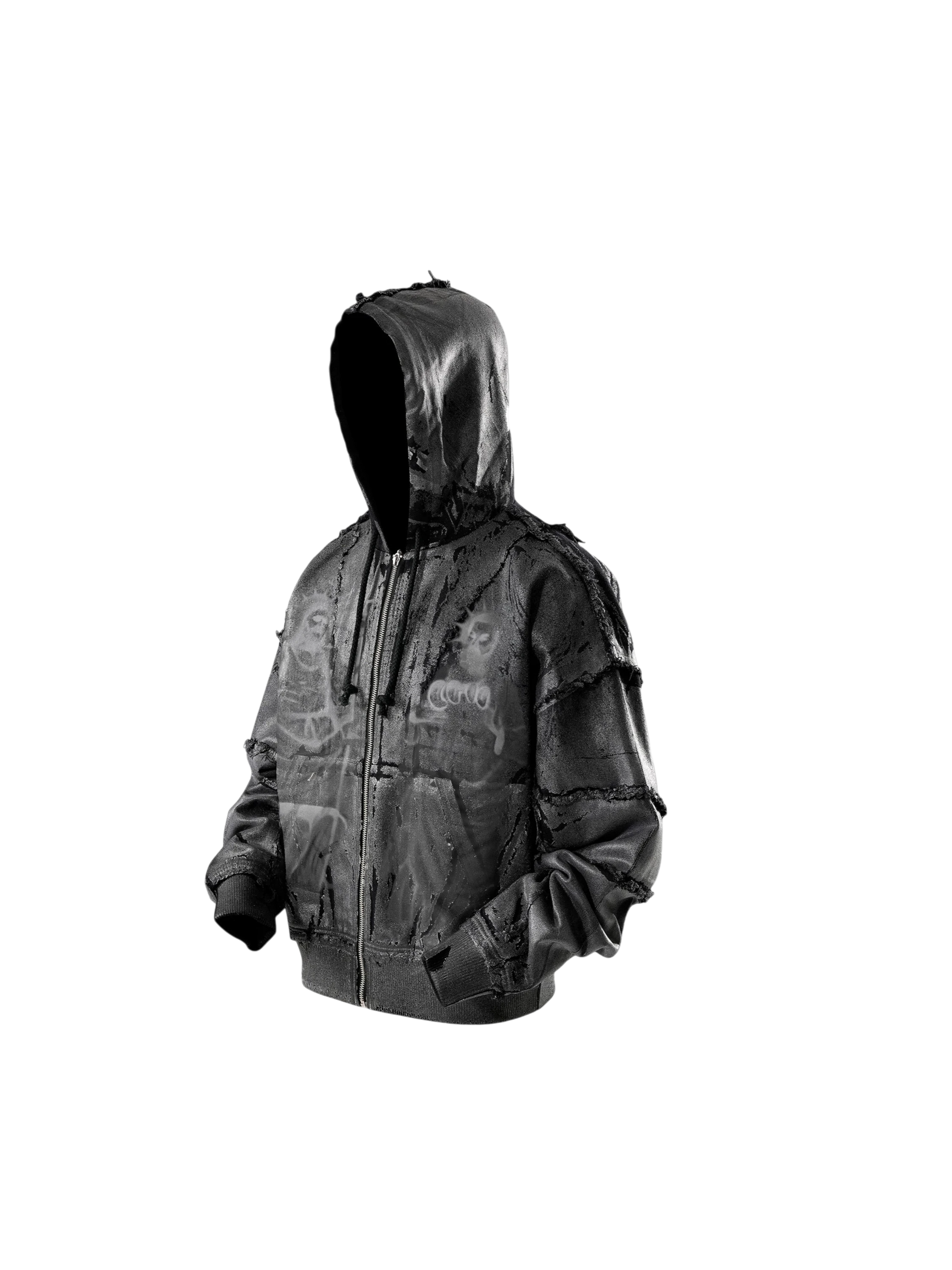 TBHNP Disciple Double Saints hooded zip jacket, black — men's streetwear jacket