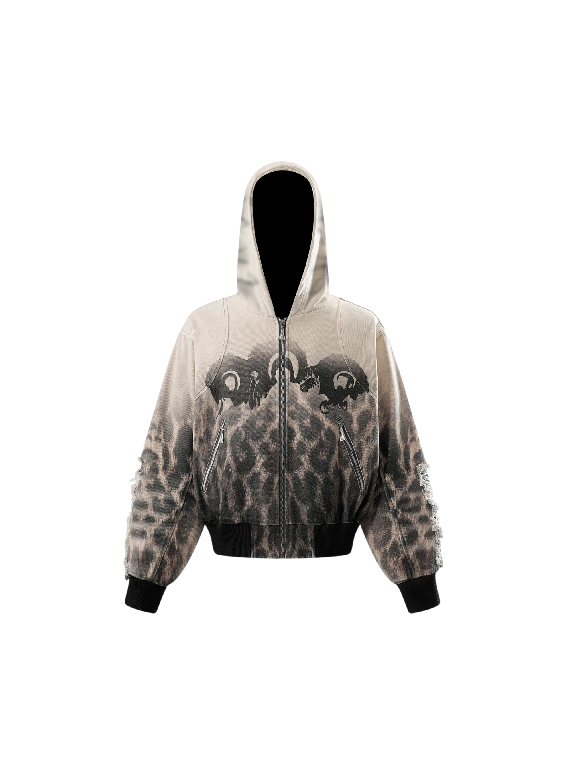 TBHNP Disciple distressed double-layer zip hoodie, sandy — men's streetwear hoodie