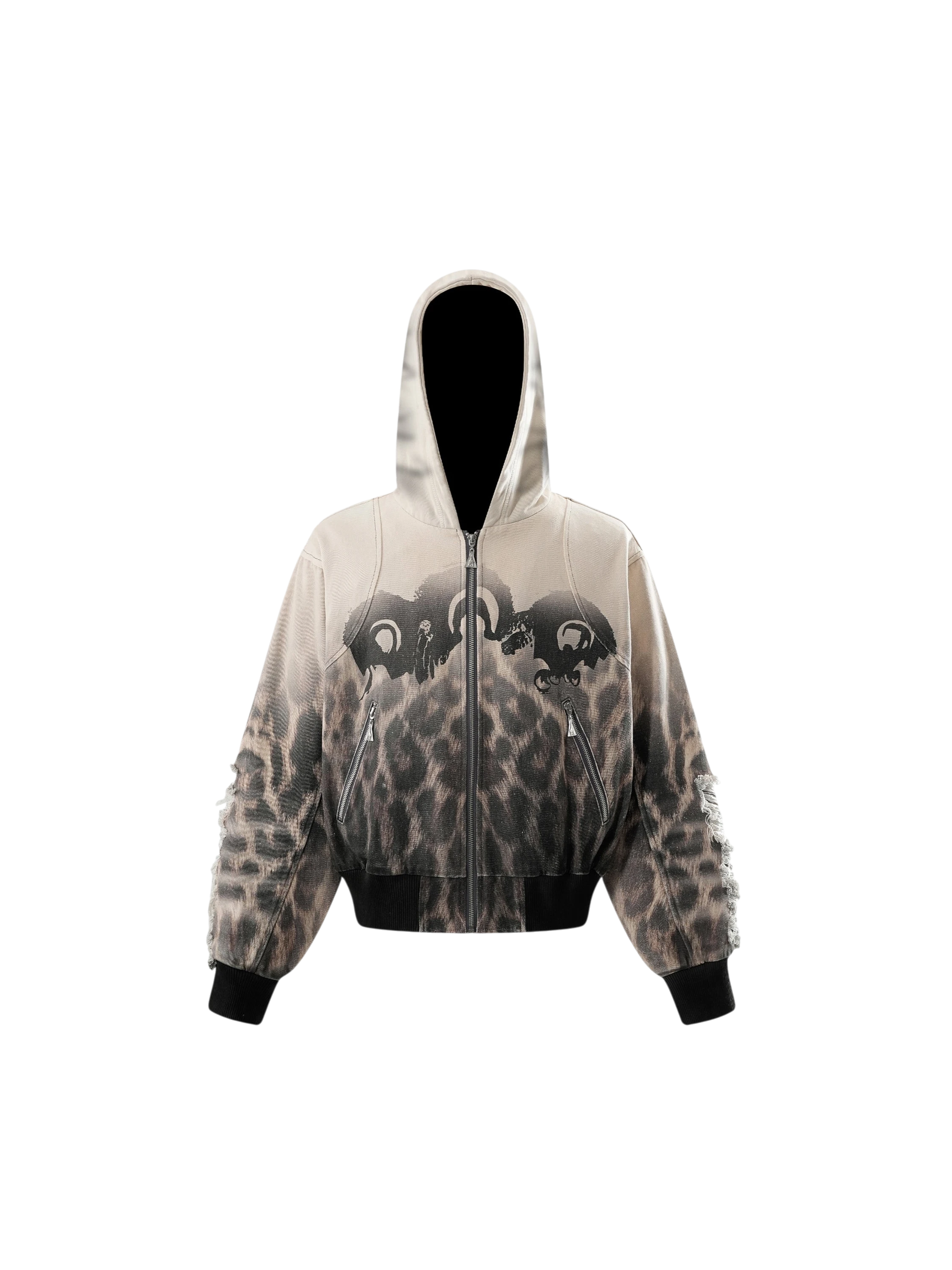 TBHNP Disciple distressed double-layer zip hoodie, sandy — men's streetwear hoodie