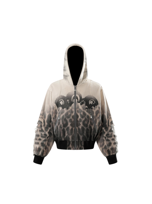 TBHNP Disciple distressed double-layer zip hoodie, sandy — men's streetwear hoodie