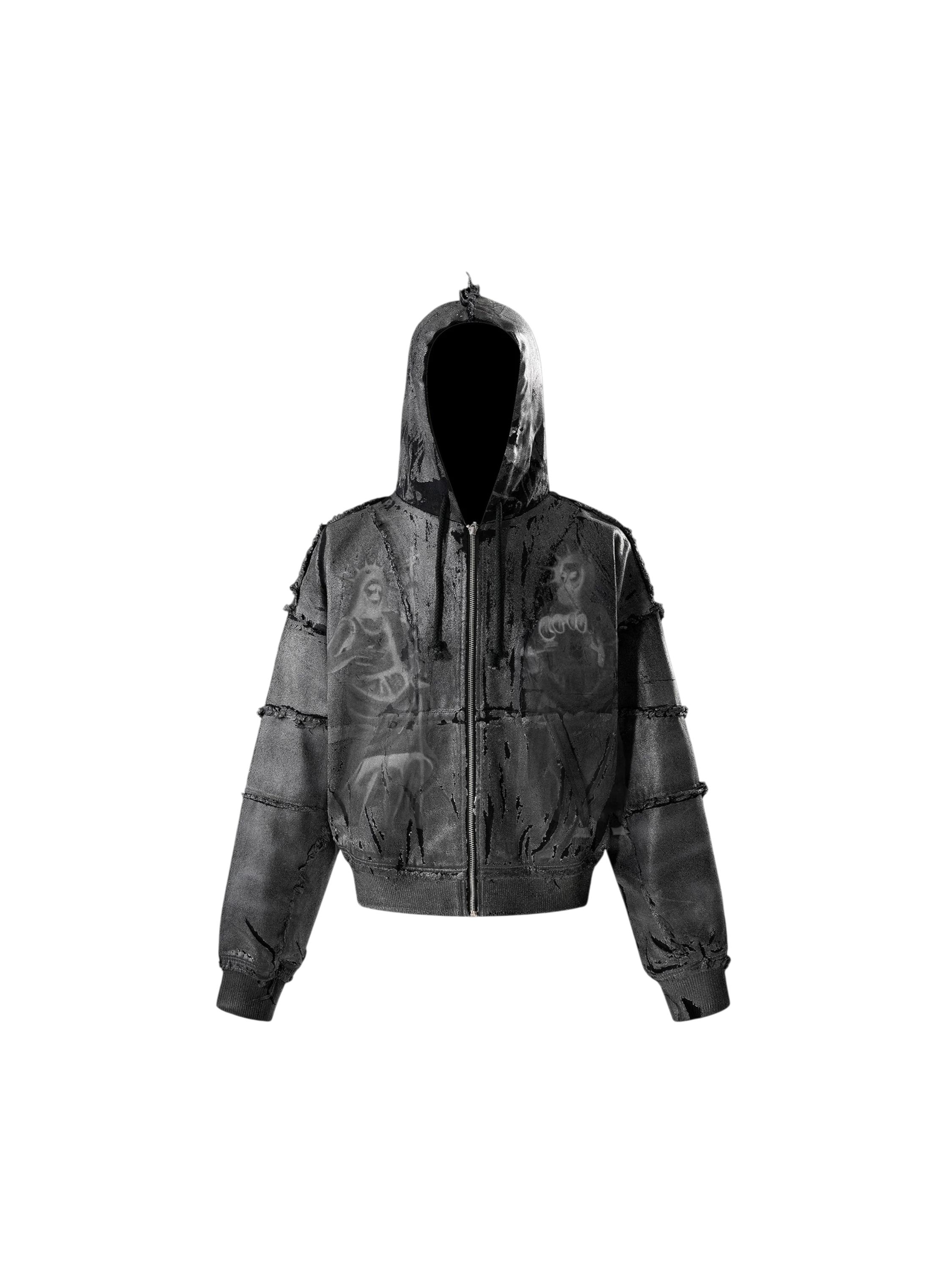TBHNP Disciple Double Saints hooded zip jacket, black — men's streetwear jacket
