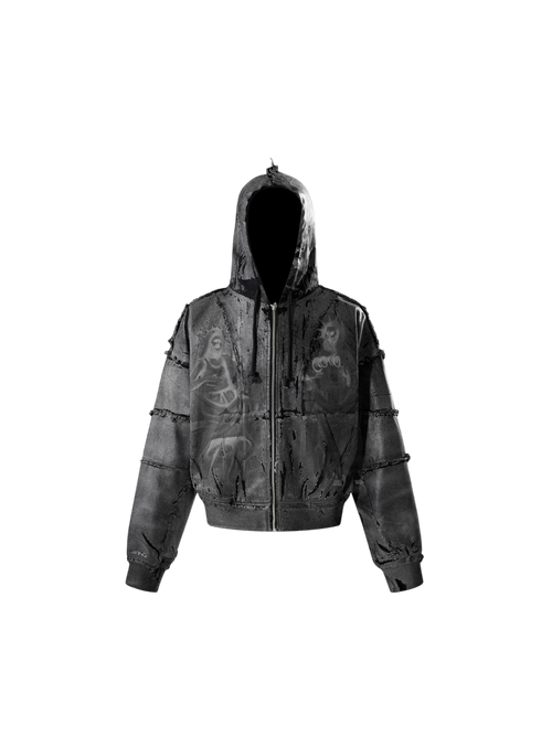 TBHNP Disciple Double Saints hooded zip jacket, black — men's streetwear jacket