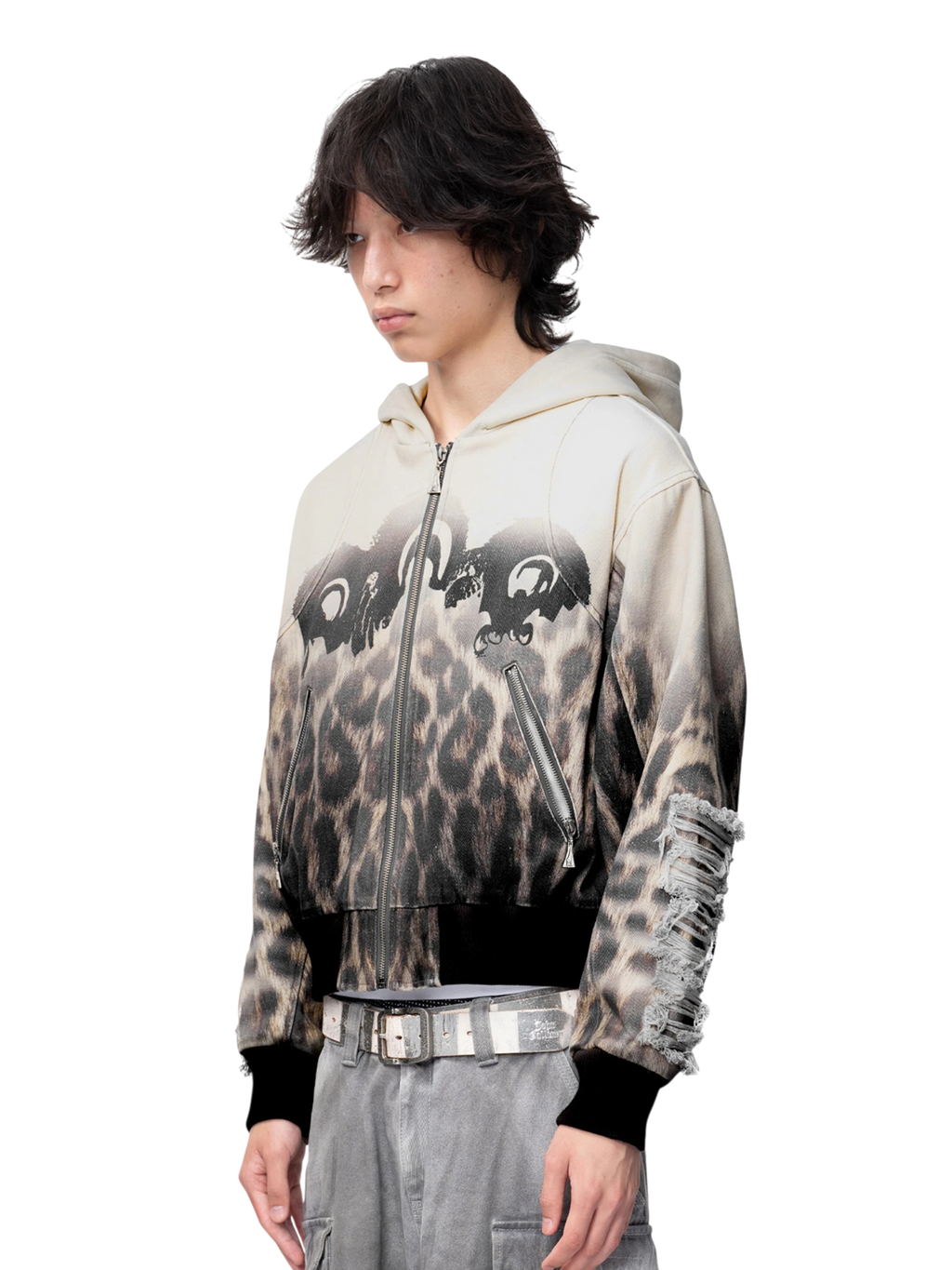 TBHNP Disciple distressed double-layer zip hoodie, sandy — men's streetwear hoodie