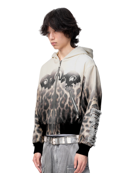 TBHNP Disciple distressed double-layer zip hoodie, sandy — men's streetwear hoodie