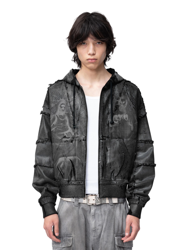DOUBLE SAINTS PRINTED HOODED ZIP JACKET