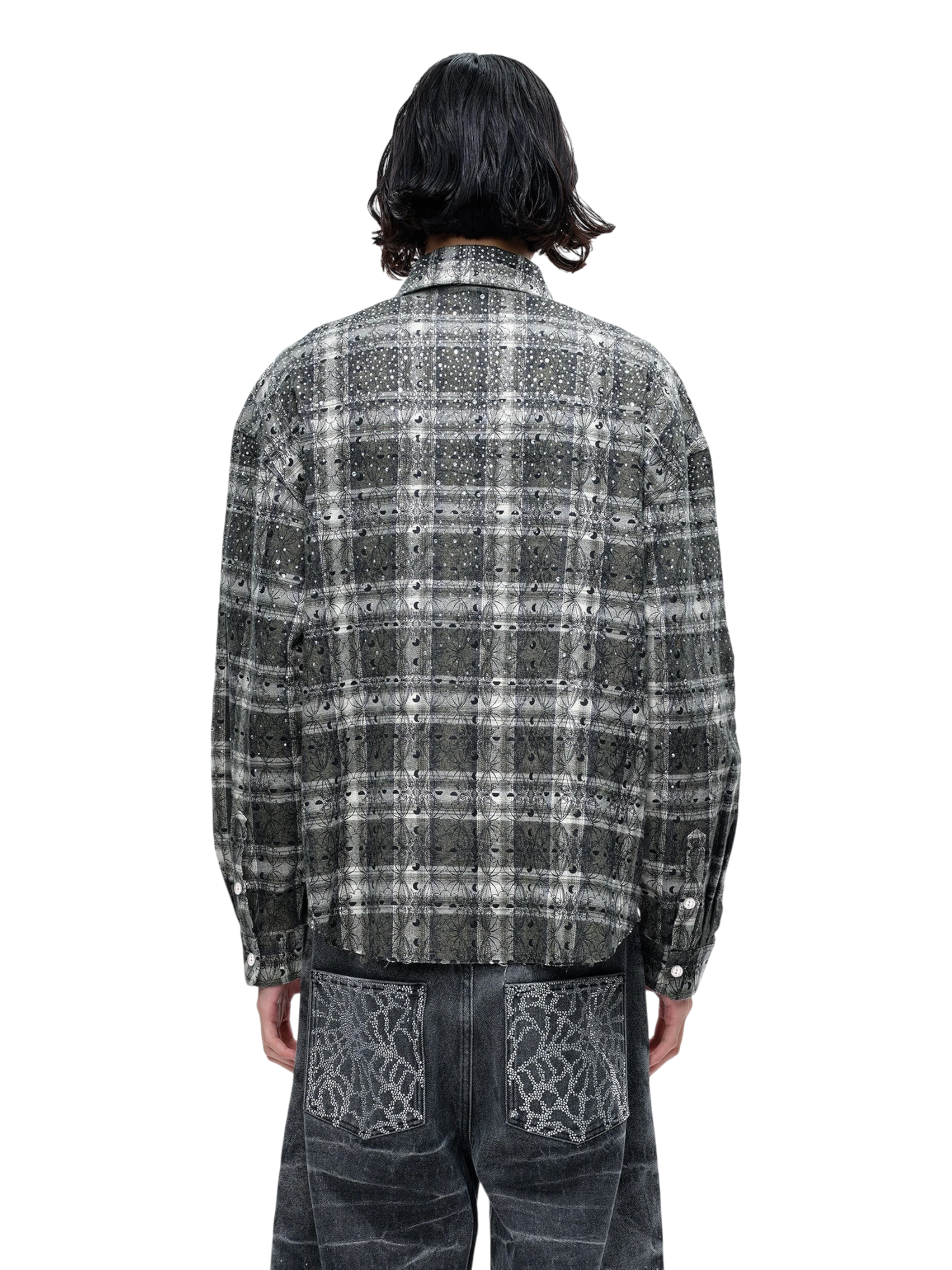 TBHNP Luminous Dawn Shadowbat buckle plaid flannel shirt — men's gothic streetwear button-up