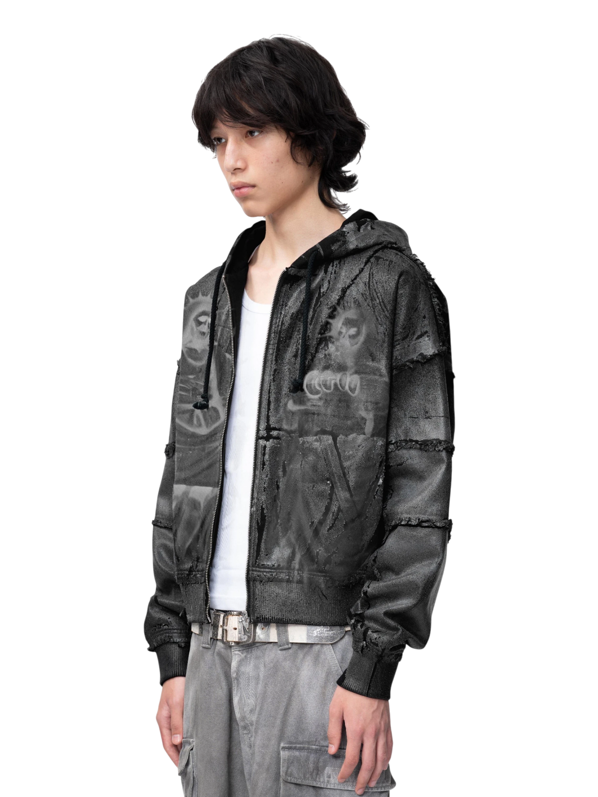 TBHNP Disciple Double Saints hooded zip jacket, black — men's streetwear jacket