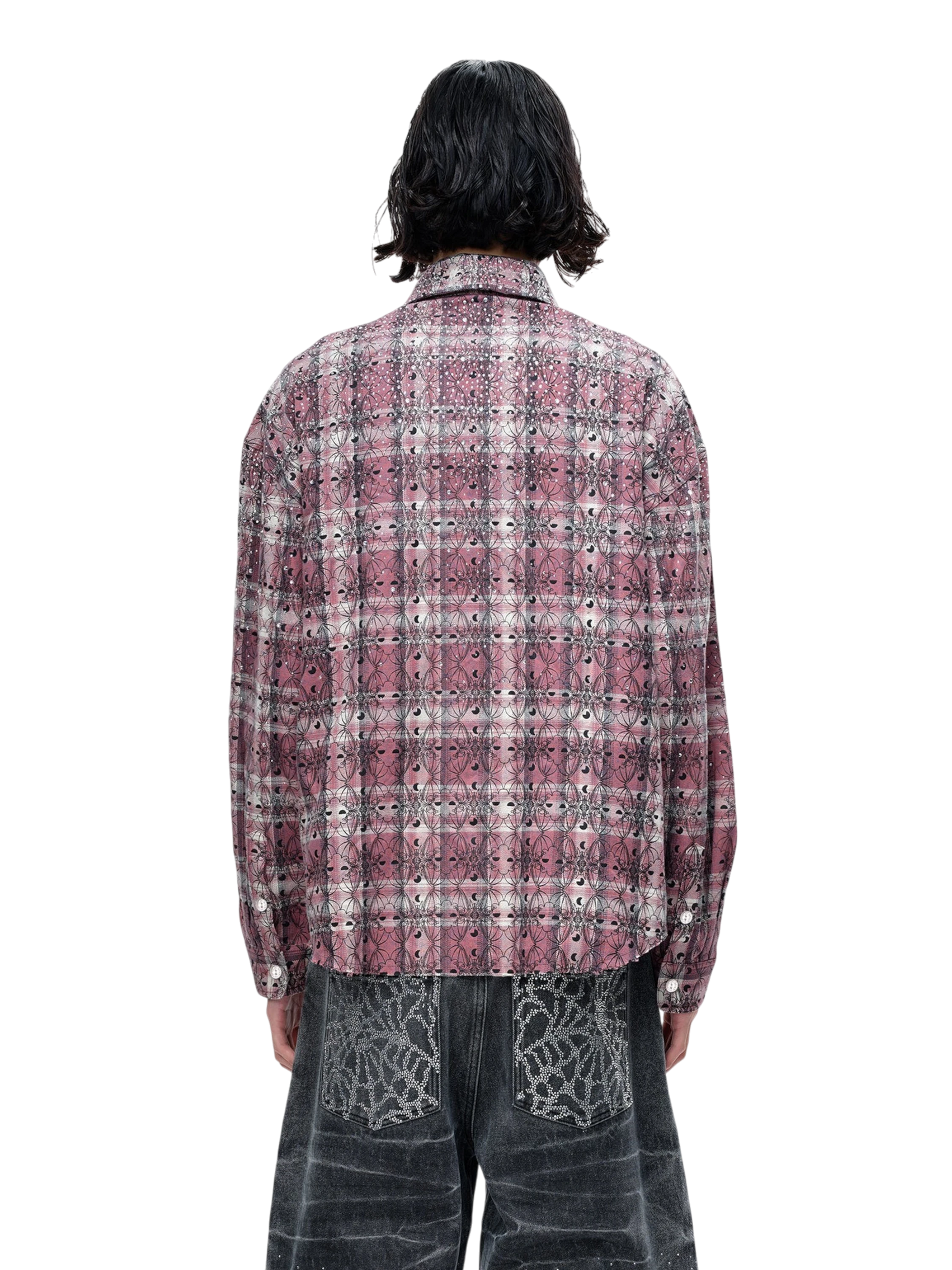 TBHNP Luminous Dawn Shadowbat buckle plaid flannel shirt — men's gothic streetwear button-up