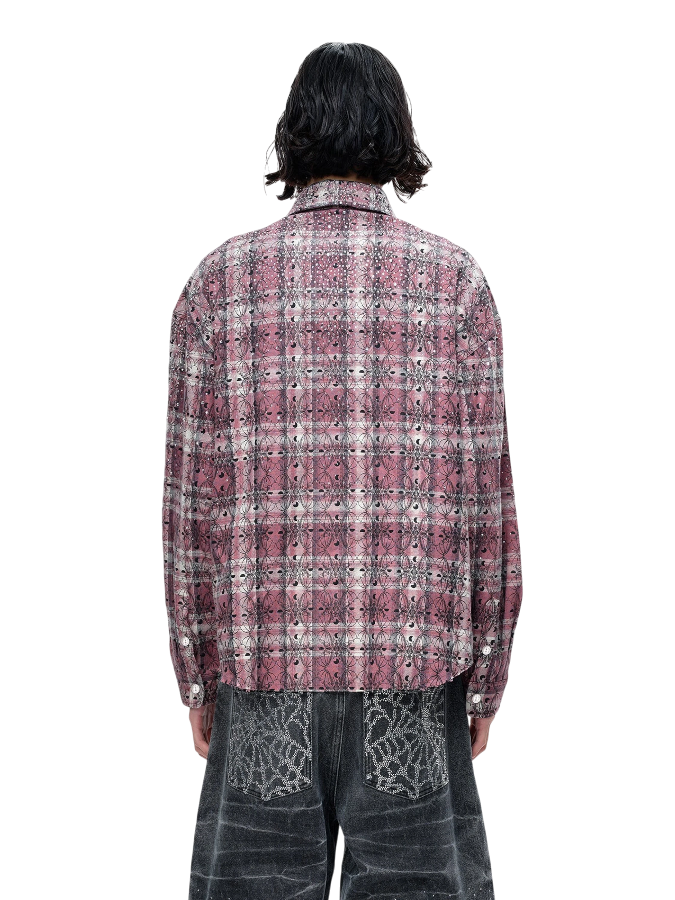 TBHNP Luminous Dawn Shadowbat buckle plaid flannel shirt — men's gothic streetwear button-up