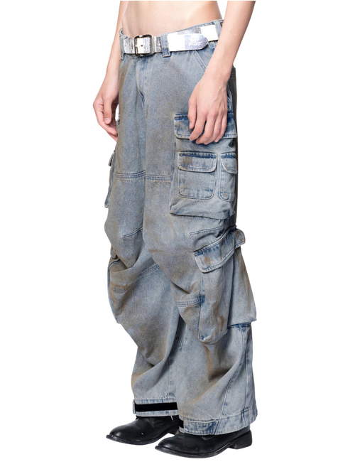 TBHNP Disciple mud-dyed multi-pocket baggy cargo pants — men's streetwear cargo pants