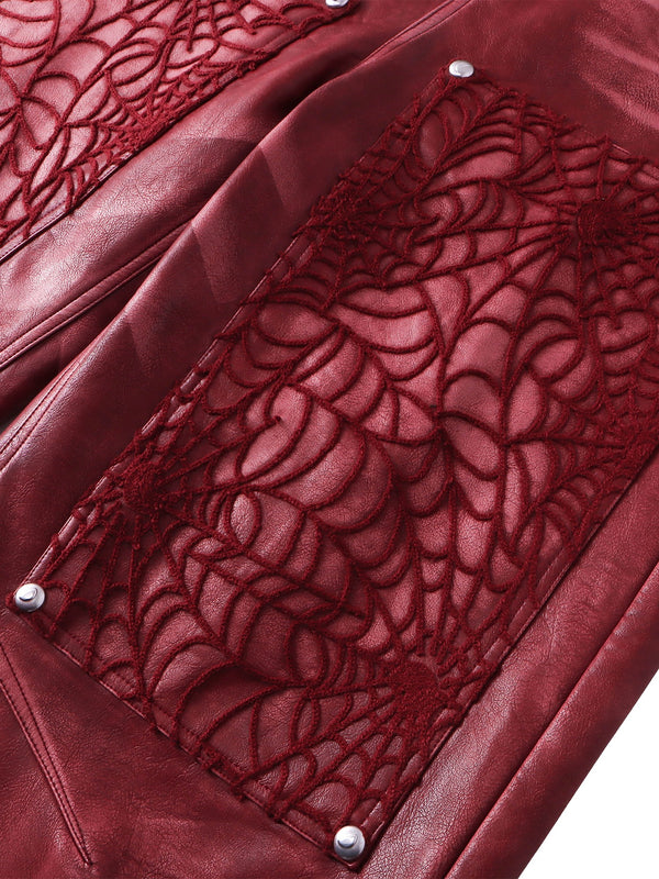 ECLIPSE OF THE BLOOD MOON COBWEB LEATHER PANTS