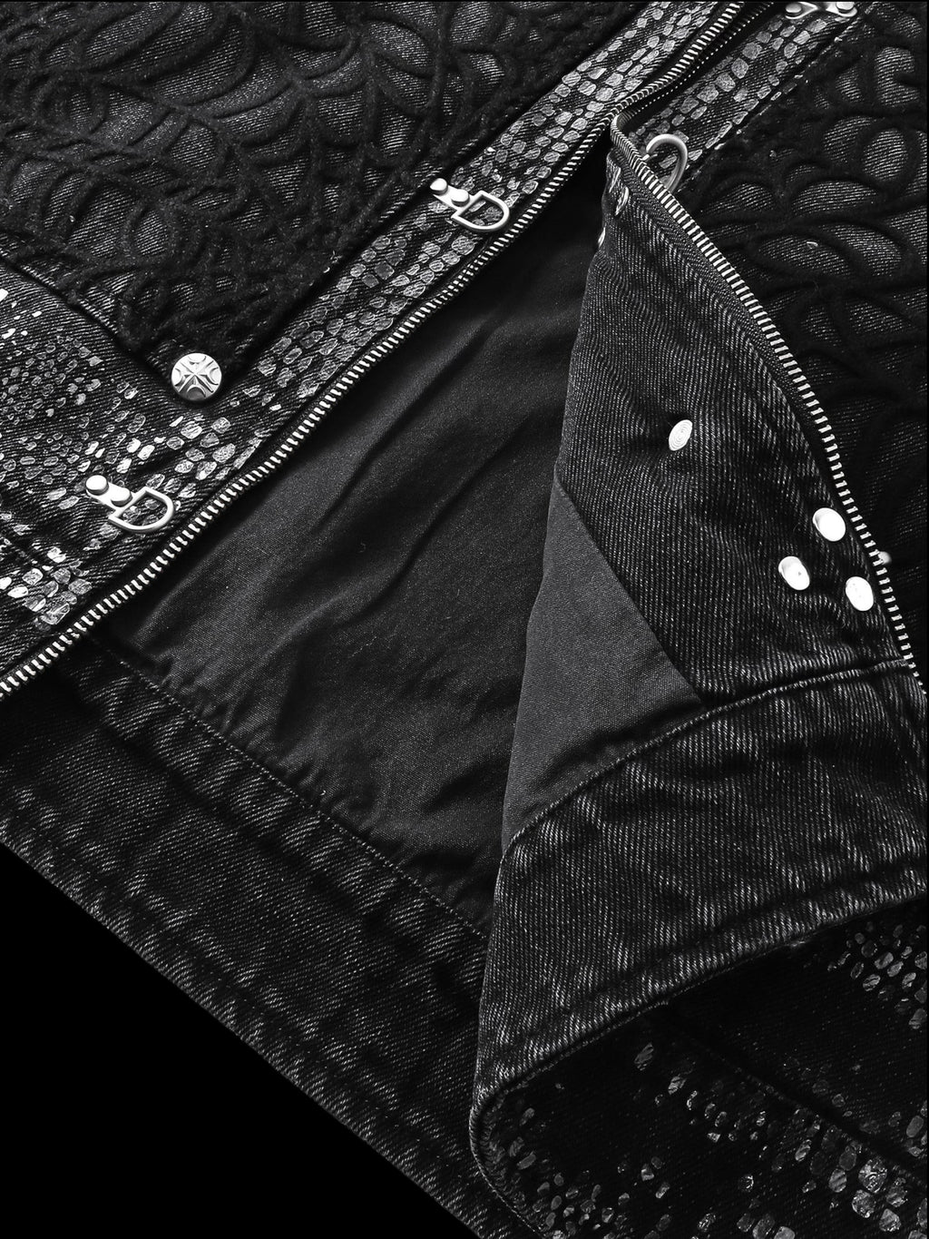 TBHNP Luminous Dawn cobweb distressed denim vest — men's streetwear vest