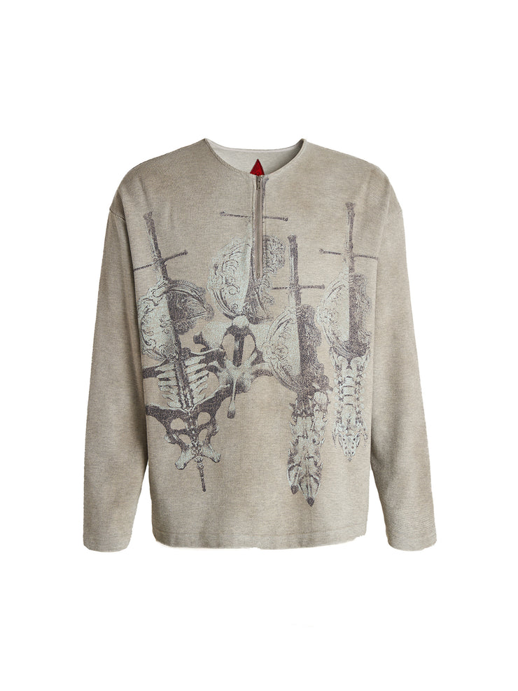 PRINTED BONE WITH SWORD L/S TEE