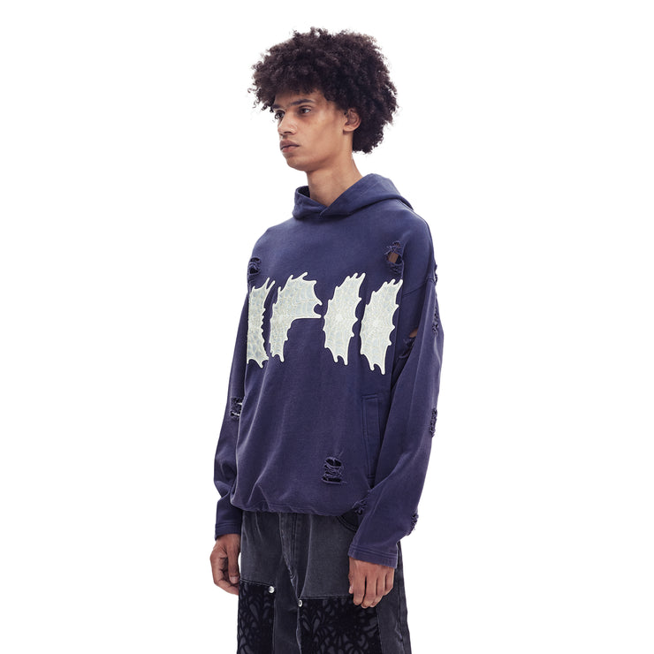 COBWEB PATCH WASHED HOODIE