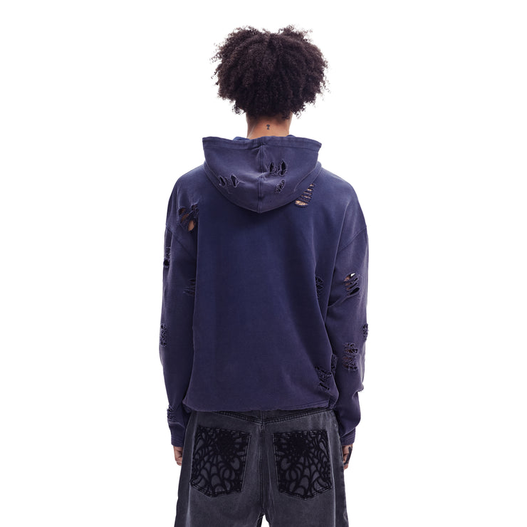 COBWEB PATCH WASHED HOODIE