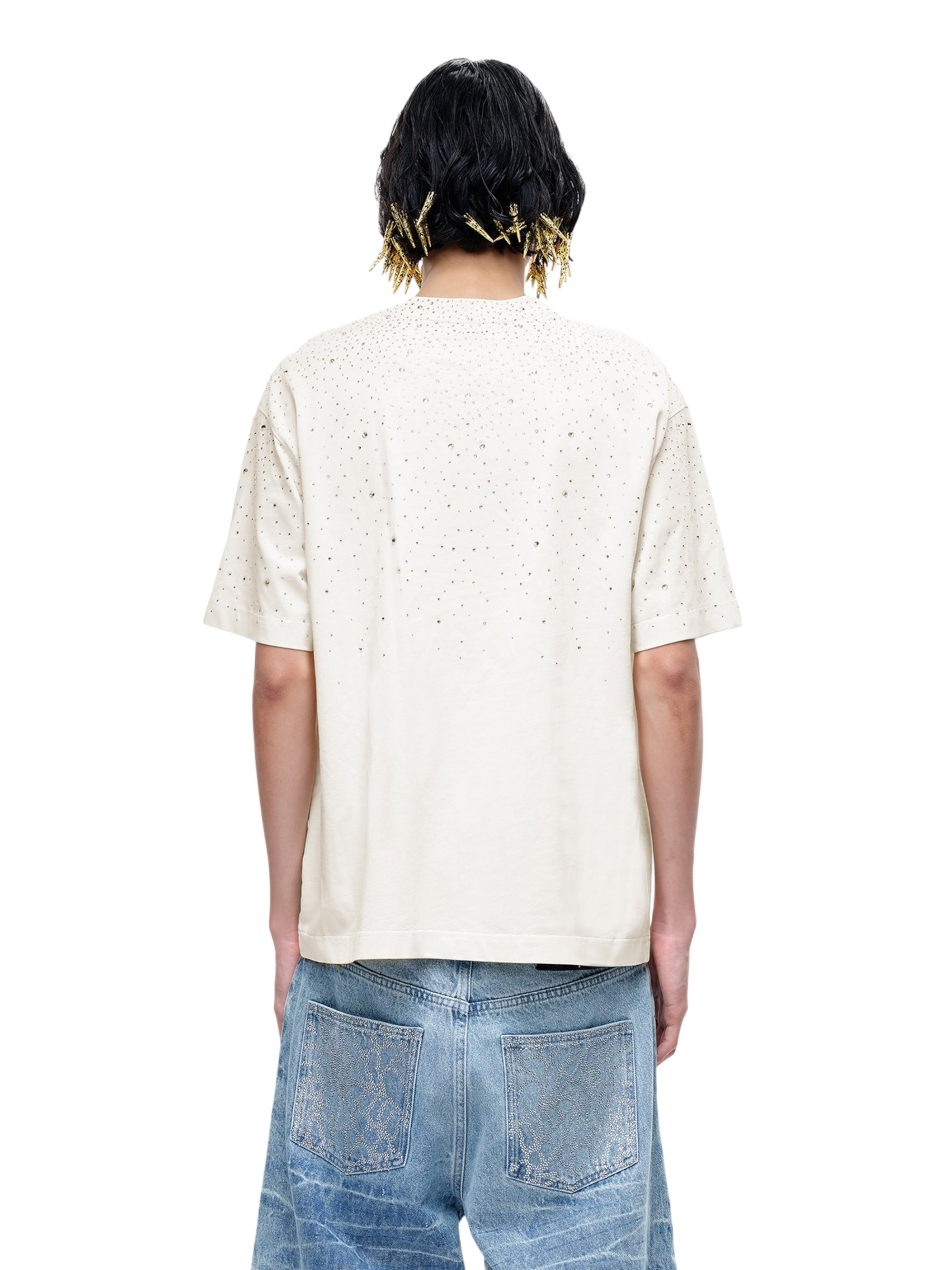 TBHNP Luminous Dawn washed boxy cotton t-shirt with rhinestones and patch embroidery — men's streetwear graphic tee