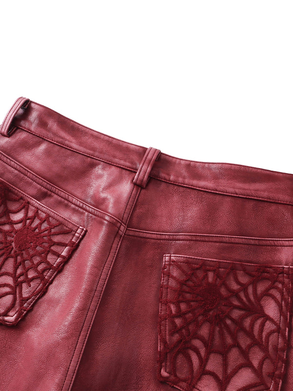 ECLIPSE OF THE BLOOD MOON COBWEB LEATHER PANTS