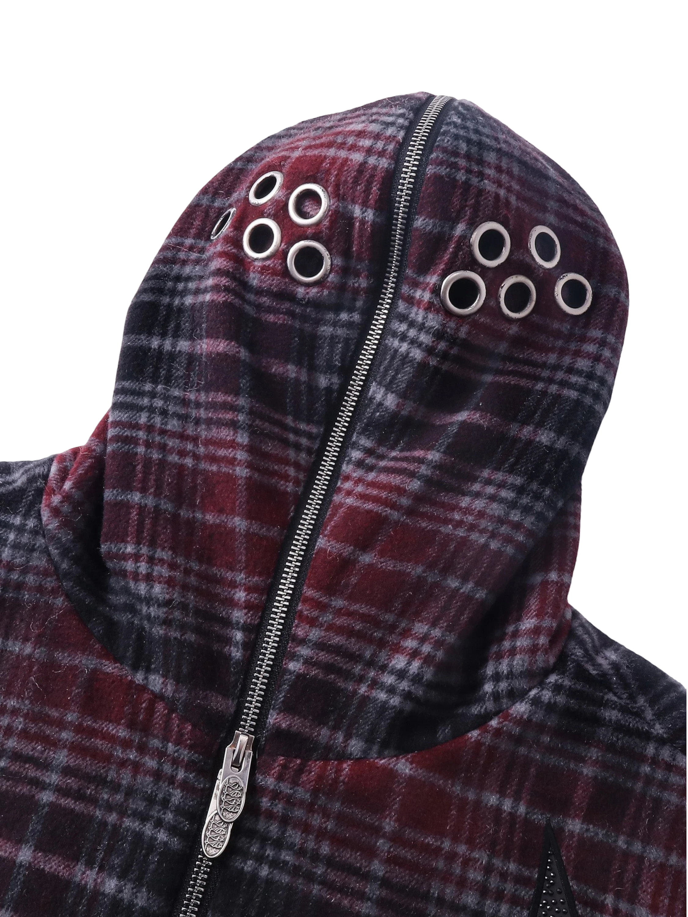 TBHNP Eclipse of the Blood Moon knight plaid zip hooded shirt — men's gothic streetwear shirt