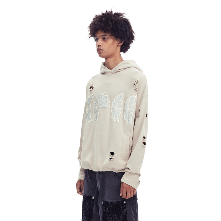 COBWEB PATCH WASHED HOODIE