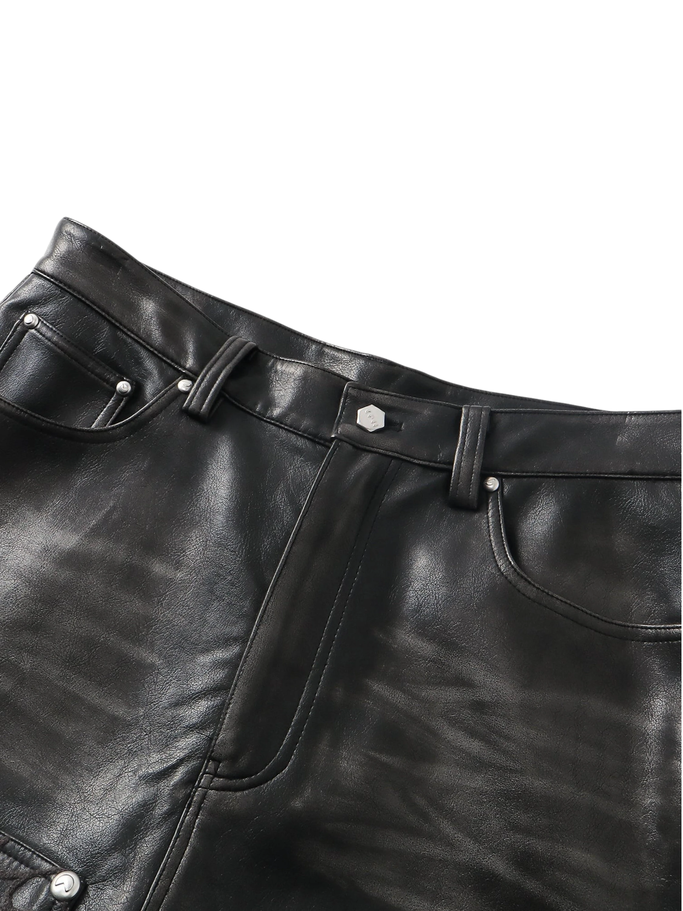 TBHNP Eclipse of the Blood Moon cobweb embroidered faux leather pants — men's gothic streetwear trousers