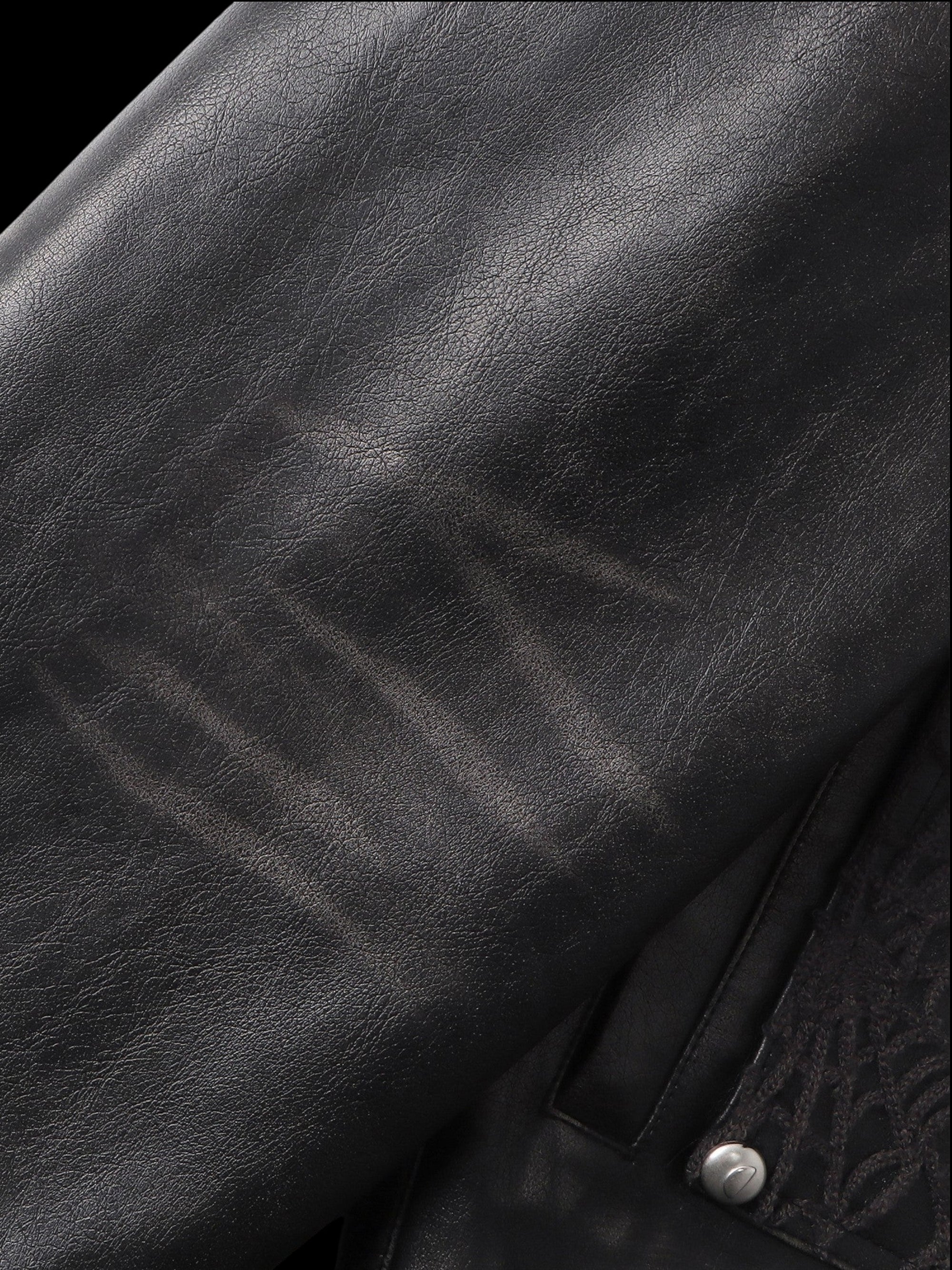TBHNP Eclipse of the Blood Moon cobweb embroidered faux leather jacket — men's gothic streetwear jacket