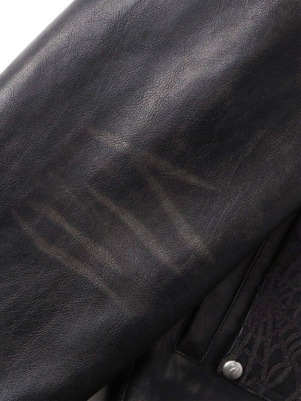 ECLIPSE OF THE BLOOD MOON COBWEB LEATHER JACKET
