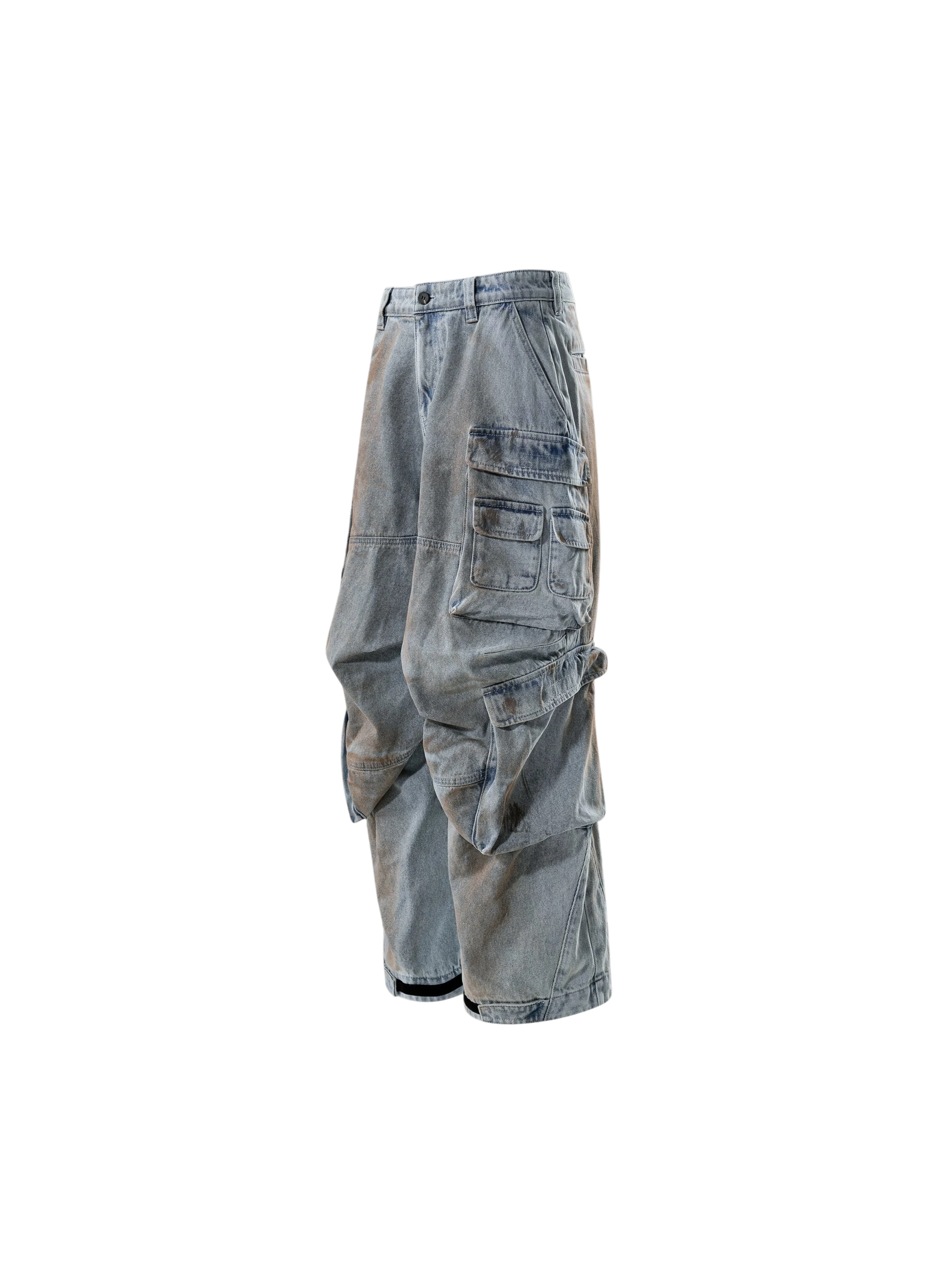 TBHNP Disciple mud-dyed multi-pocket baggy cargo pants — men's streetwear cargo pants