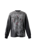 TBHNP Disciple graffiti spray long-sleeve tee, dark grey — men's streetwear graphic tee