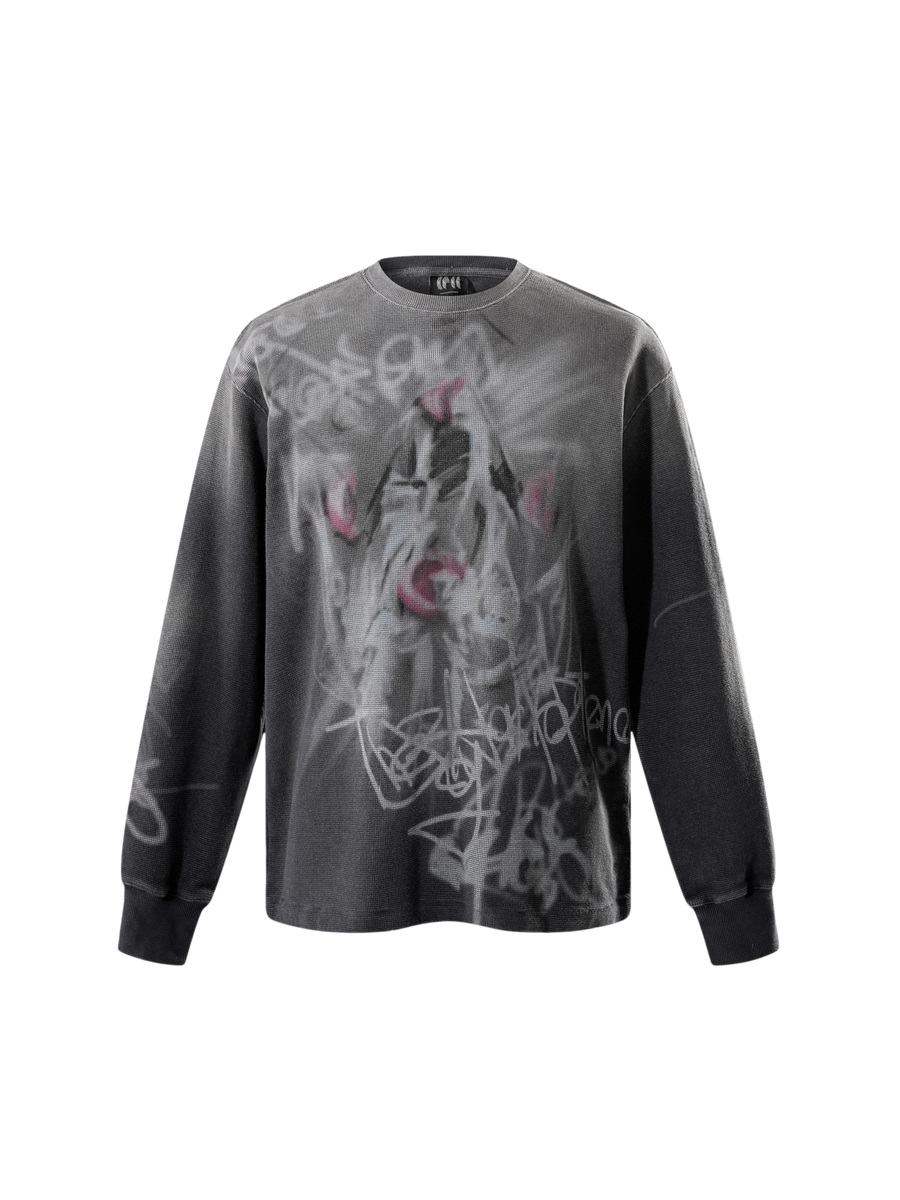 DISCIPLE GRAFFITI SPRAY IRREGULAR LONG-SLEEVE TEE