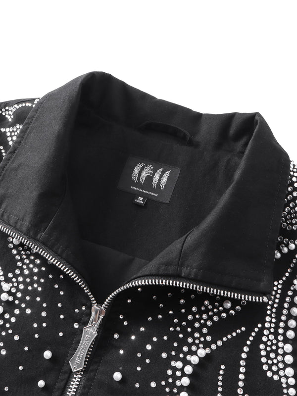 LUMINOUS DAWN PEARL RHINESTONE ZIP JACKET