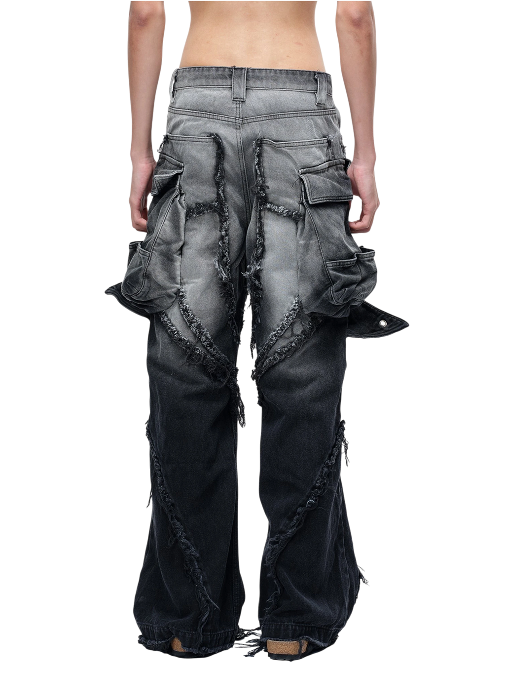 TBHNP Luminous Dawn sculpted bat flare jeans, black — men's streetwear denim