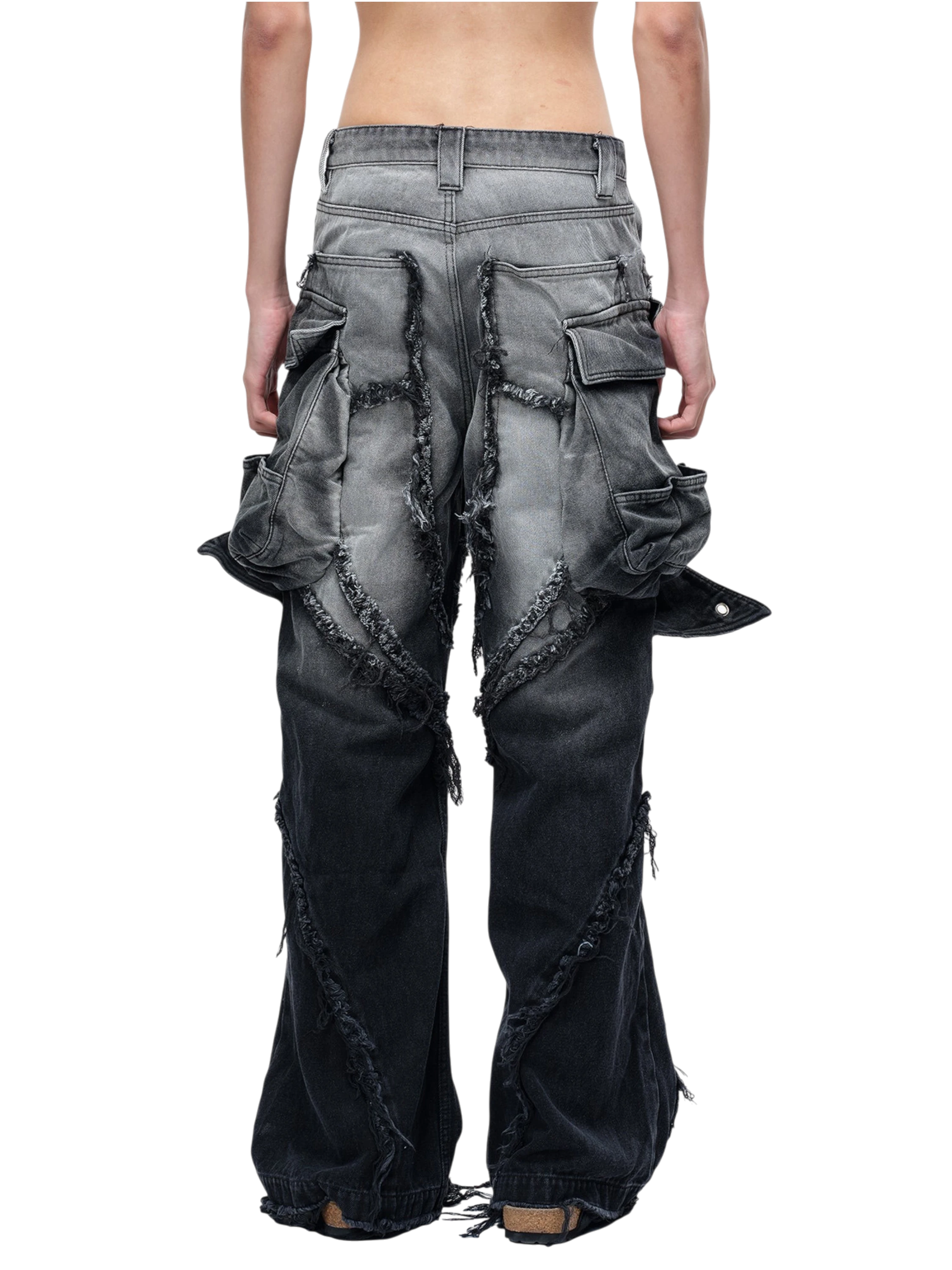 TBHNP Luminous Dawn sculpted bat flare jeans, black — men's streetwear denim