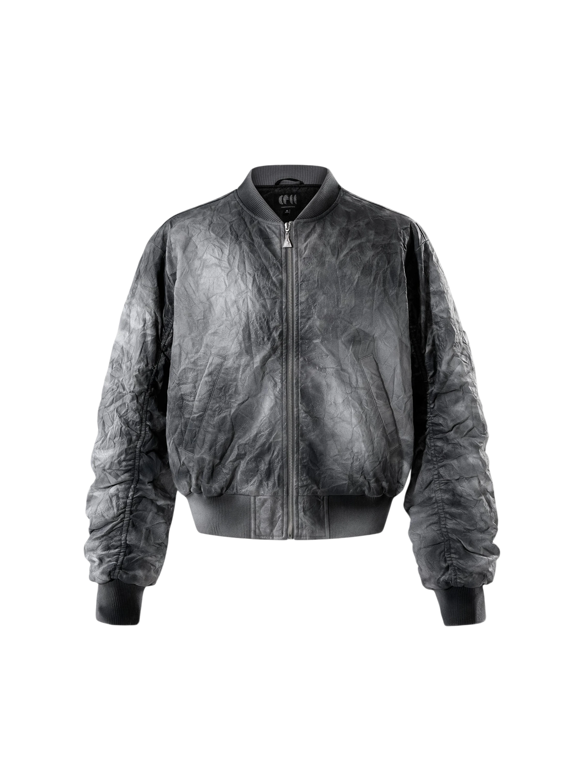 TBHNP Disciple spray-painted MA-1 bomber jacket, blue-grey — men's streetwear jacket