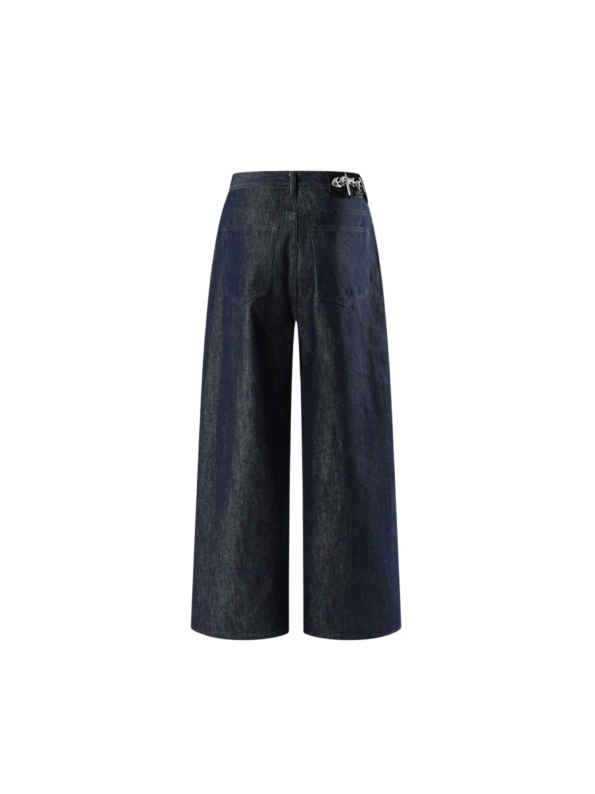 TBHNP Luminous Dawn button-fly wide-leg jeans, dark blue — men's streetwear denim