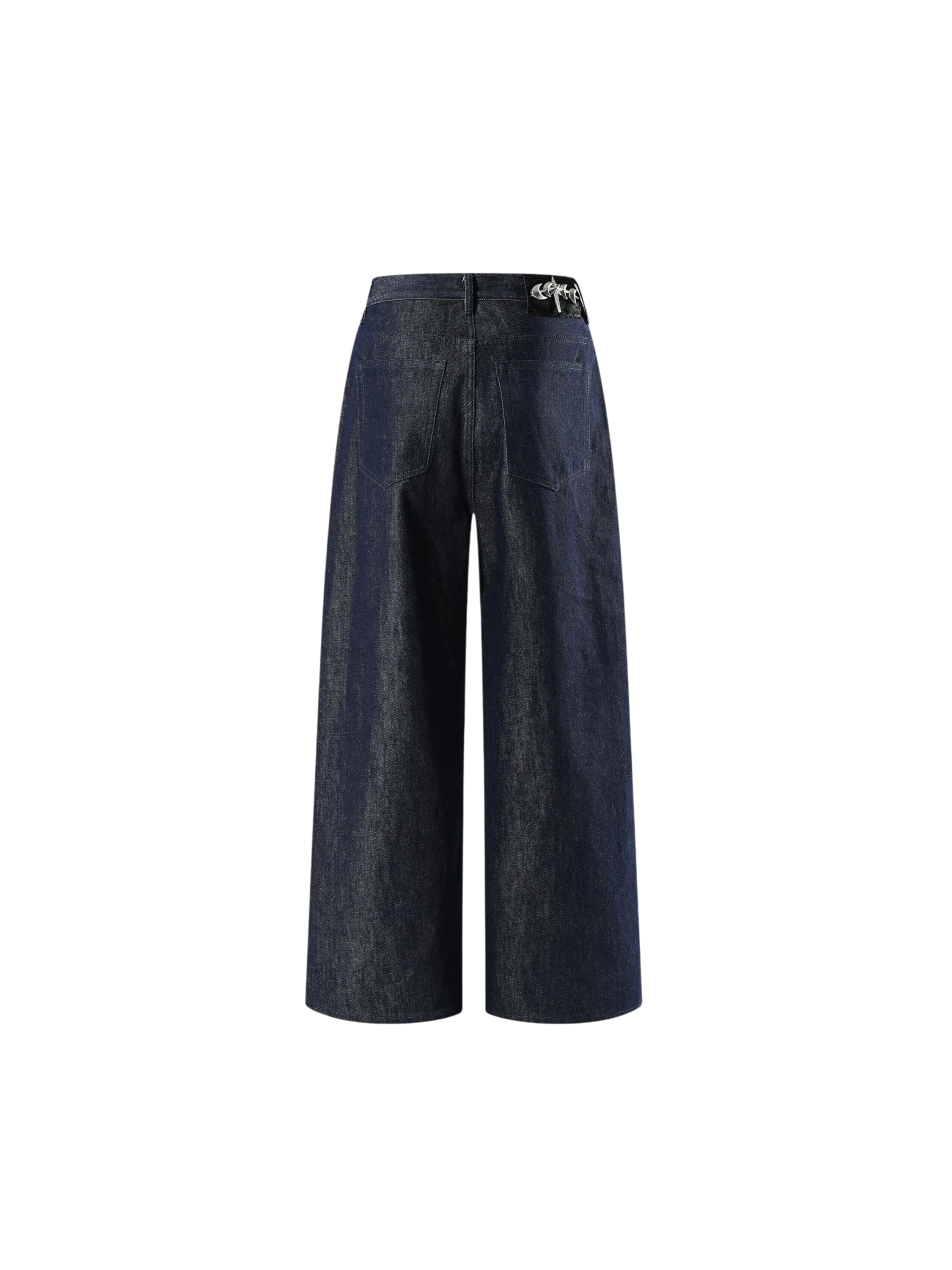 TBHNP Luminous Dawn button-fly wide-leg jeans, dark blue — men's streetwear denim