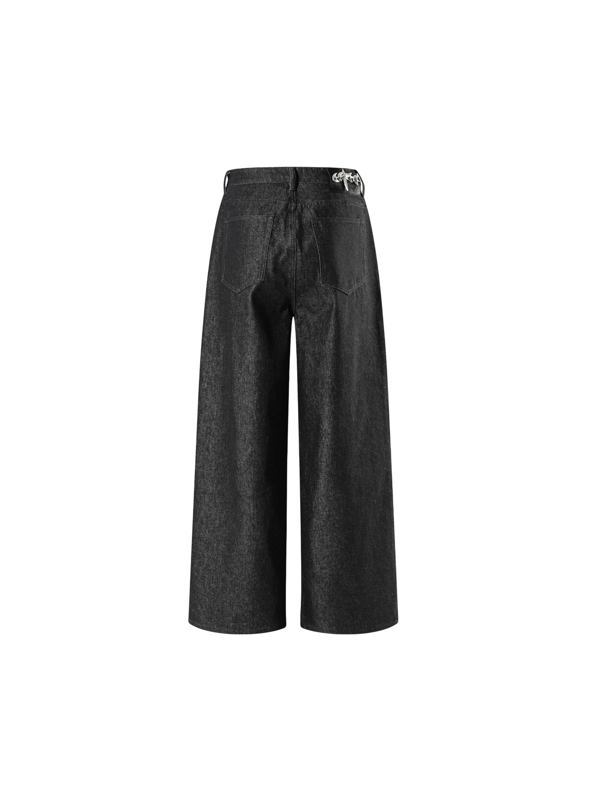 TBHNP Luminous Dawn coated baggy wide-leg jeans, black — men's streetwear denim