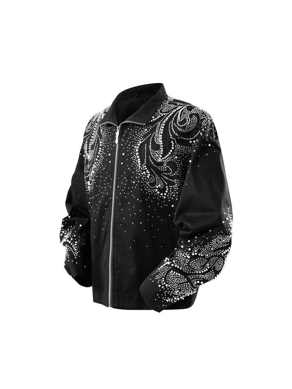 LUMINOUS DAWN PEARL RHINESTONE ZIP JACKET