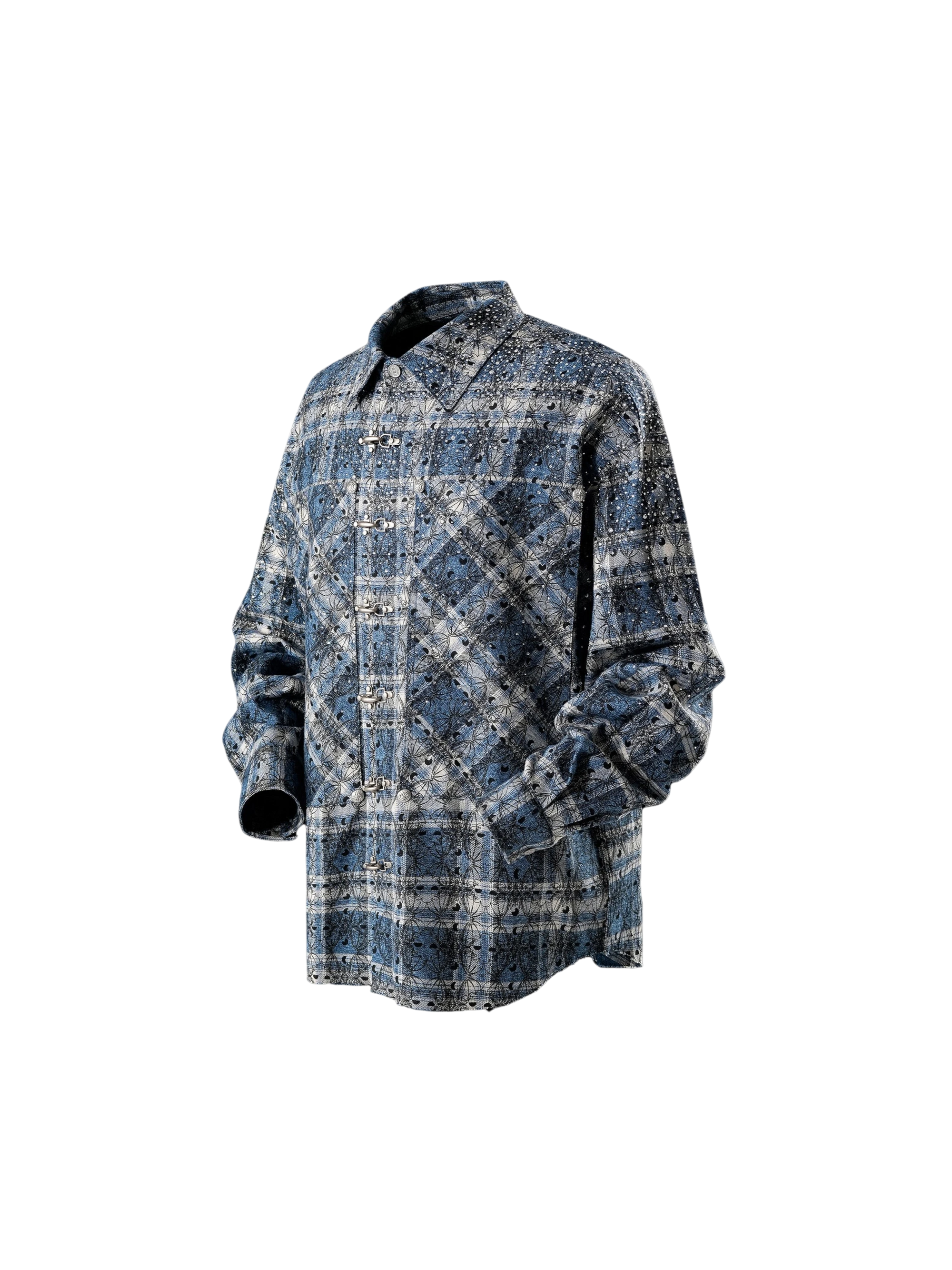 TBHNP Luminous Dawn Shadowbat buckle plaid flannel shirt — men's gothic streetwear button-up