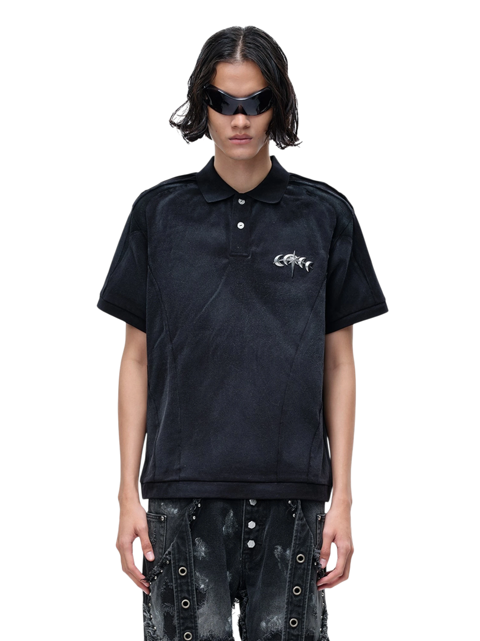 TBHNP Luminous Dawn structured seam polo shirt — men's streetwear short-sleeve polo