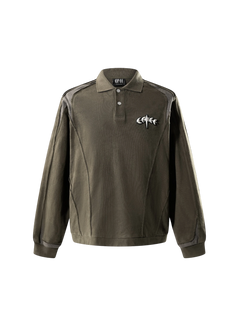 TBHNP Luminous Dawn structured seam long-sleeve polo shirt — men's streetwear polo