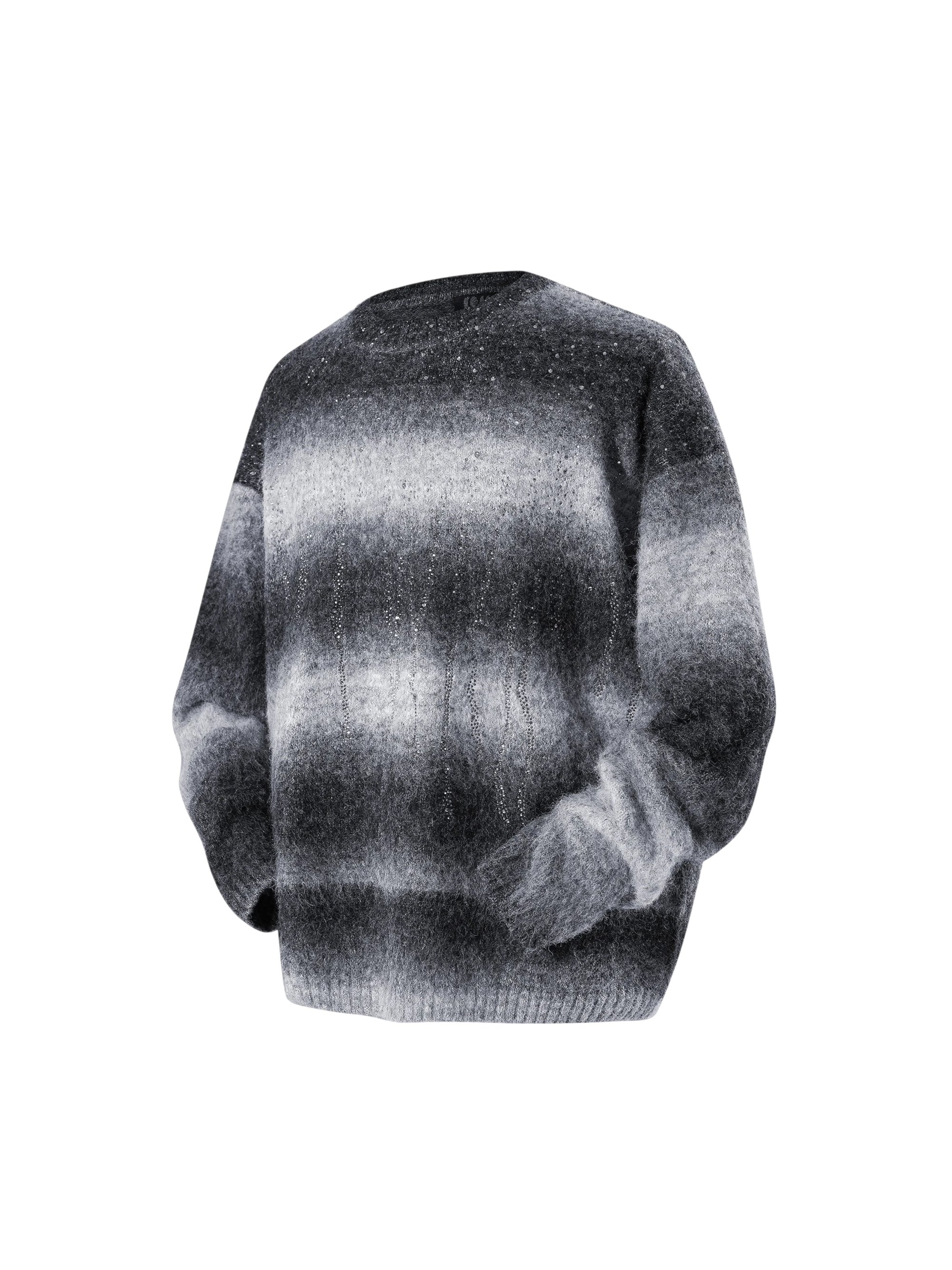 TBHNP Luminous Dawn rhinestone mohair knit sweater — men's streetwear fuzzy knit jumper
